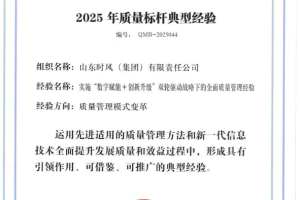 数字领航，质造未来！时风集团入选“2025年质量标杆典型经验”名单